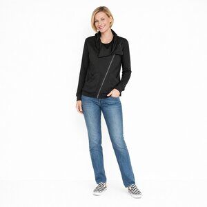 New 2/$30 POL Asymmetrical XS Zip-Up Jacket Black Cotton Blend